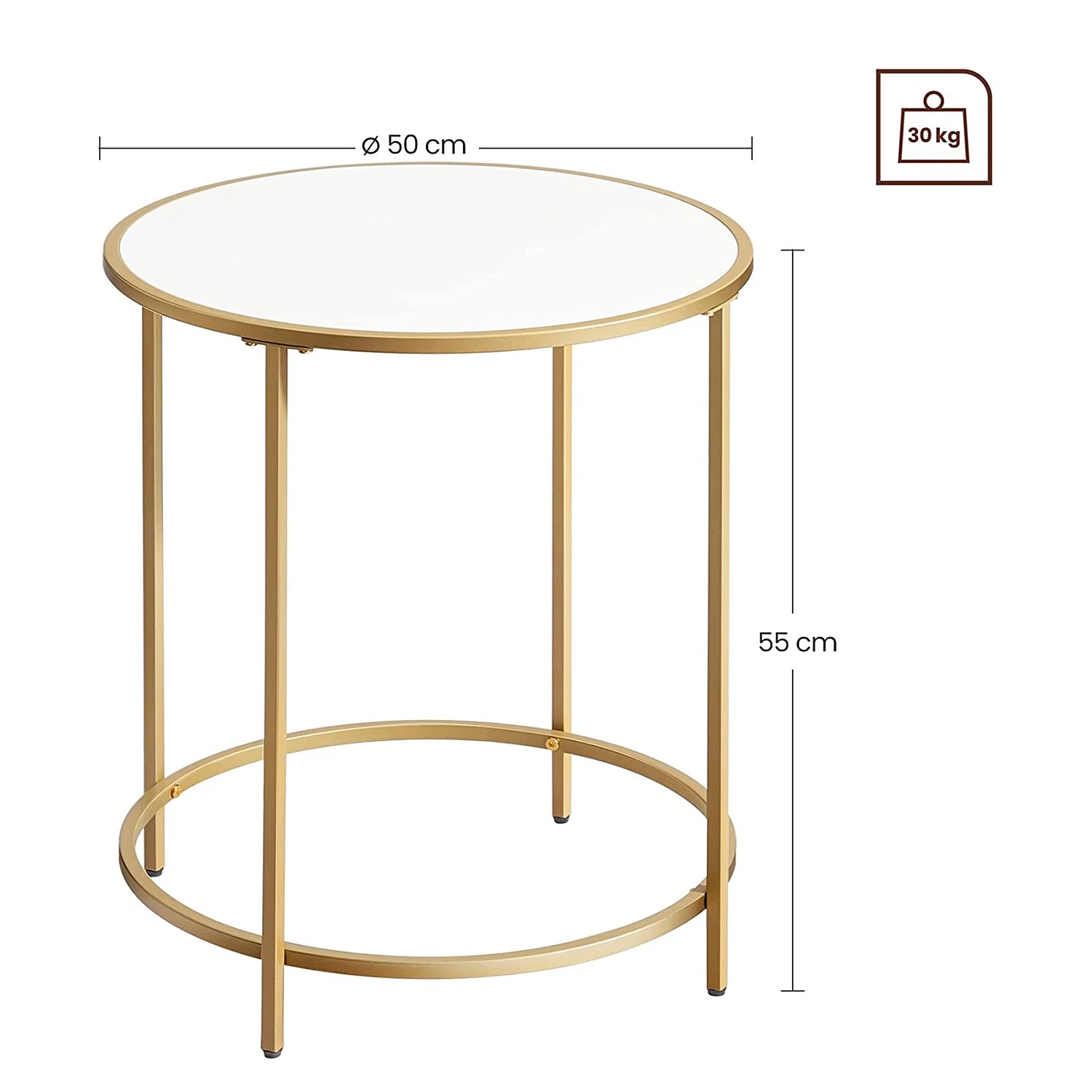 Red Living Beistelltisch Poygan II - Weiß / Gold 9 Red Living Beistelltisch Poygan II - Weiß / Gold – Bild 9