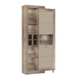 Loftscape Schrank Verdille - Hochglanz Beige / Eiche Antik Dekor