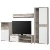 Loftscape Wohnwand Union City (4-teilig) - Inkl. Beleuchtung - Matt Weiß / Sandeiche Dekor