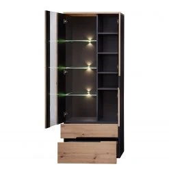 Loftscape Vitrinenschrank Moosic - Inkl. Beleuchtung - Eiche Artisan Dekor / Graphit -Wohnzimmermöbel boutique en ligne 1000357964 220608 030 DETAILS P000000001000357964