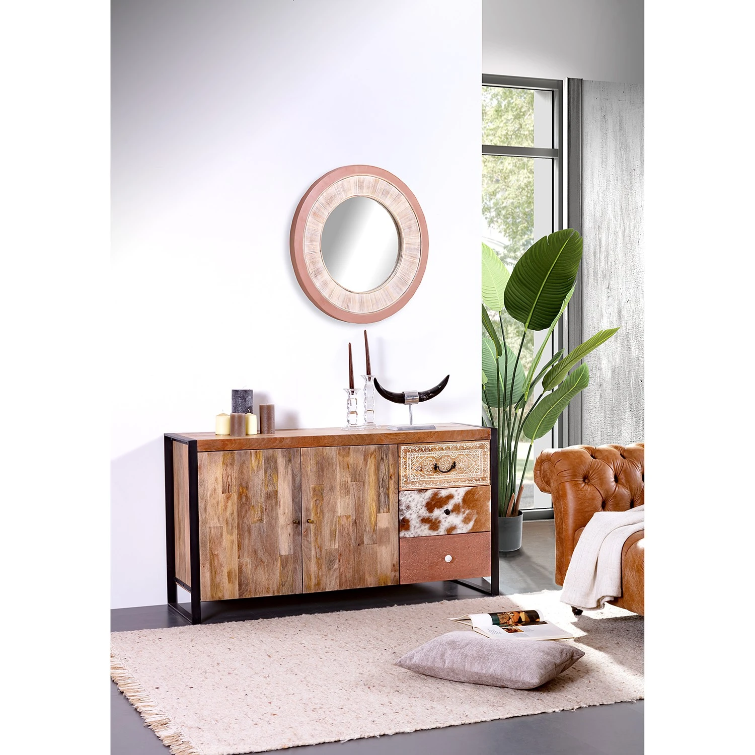 Red Living Sideboard Vallentuna - Mango massiv / Metall - Mango / Schwarz 2 Red Living Sideboard Vallentuna - Mango massiv / Metall - Mango / Schwarz – Bild 2