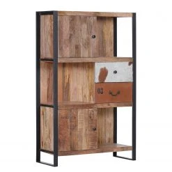 Red Living Highboard Vallentuna - Mango massiv / Metall - Mango / Schwarz