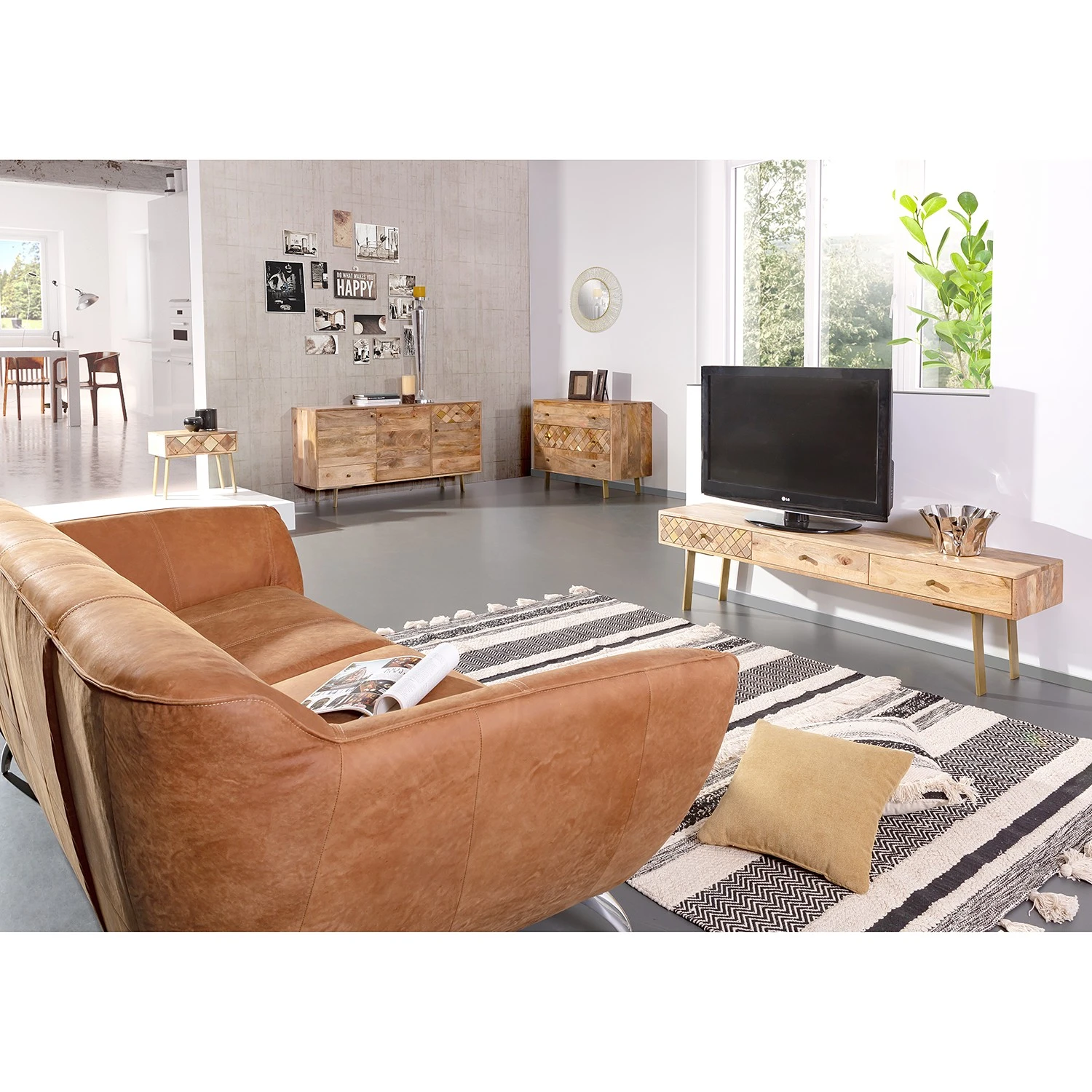 Naturoo Sideboard Yearby - Mango massiv - Mango / Gold 2 Naturoo Sideboard Yearby - Mango massiv - Mango / Gold – Bild 2