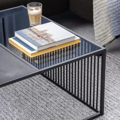 Loftscape Couchtisch Mephisto - Rauchglas / Marmor Schwarz Dekor - Schwarz -Wohnzimmermöbel boutique en ligne 1000362967 220819 037 DETAILS P000000001000362967