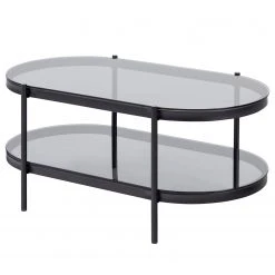 Loftscape Couchtisch Totowa II - Glas / Eisen - Rauchglas / Schwarz