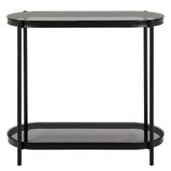 Loftscape Konsolentisch Totowa - Glas / Eisen - Rauchglas / Schwarz -Wohnzimmermöbel boutique en ligne 1000362970 220819 030 DETAILS P000000001000362970