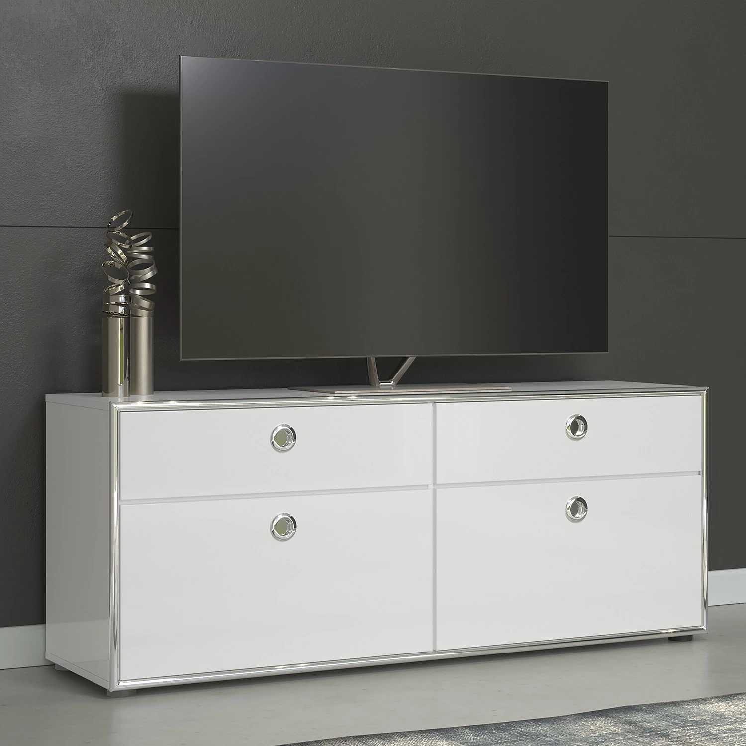 Trendteam TV-Lowboard Infinity - Hochglanz Weiß / Matt Weiß - Breite: 147 cm 2 Trendteam TV-Lowboard Infinity - Hochglanz Weiß / Matt Weiß - Breite: 147 cm – Bild 2