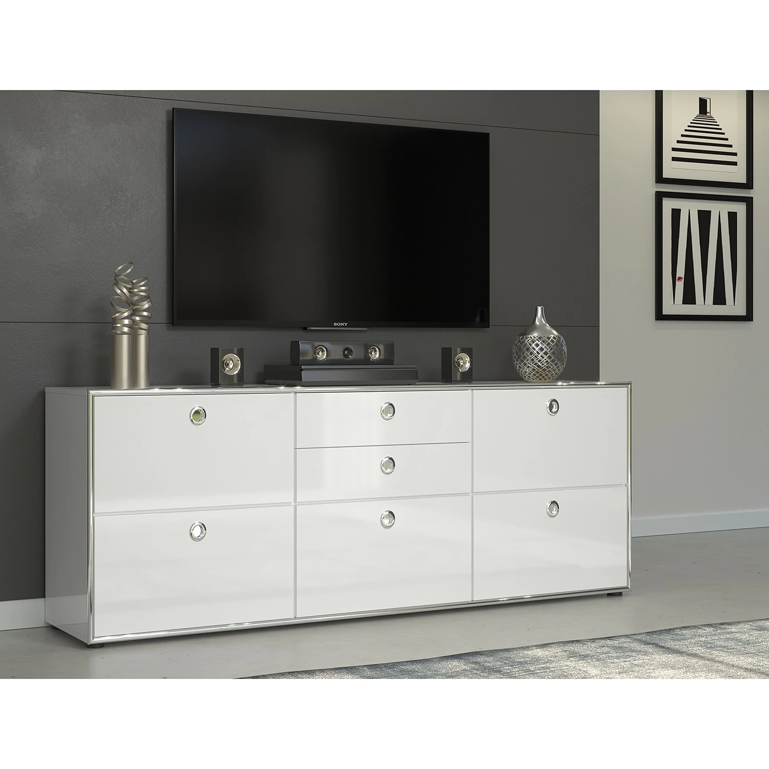 Trendteam Sideboard Infintiy II - Hochglanz Weiß / Matt Weiß 2 Trendteam Sideboard Infintiy II - Hochglanz Weiß / Matt Weiß – Bild 2