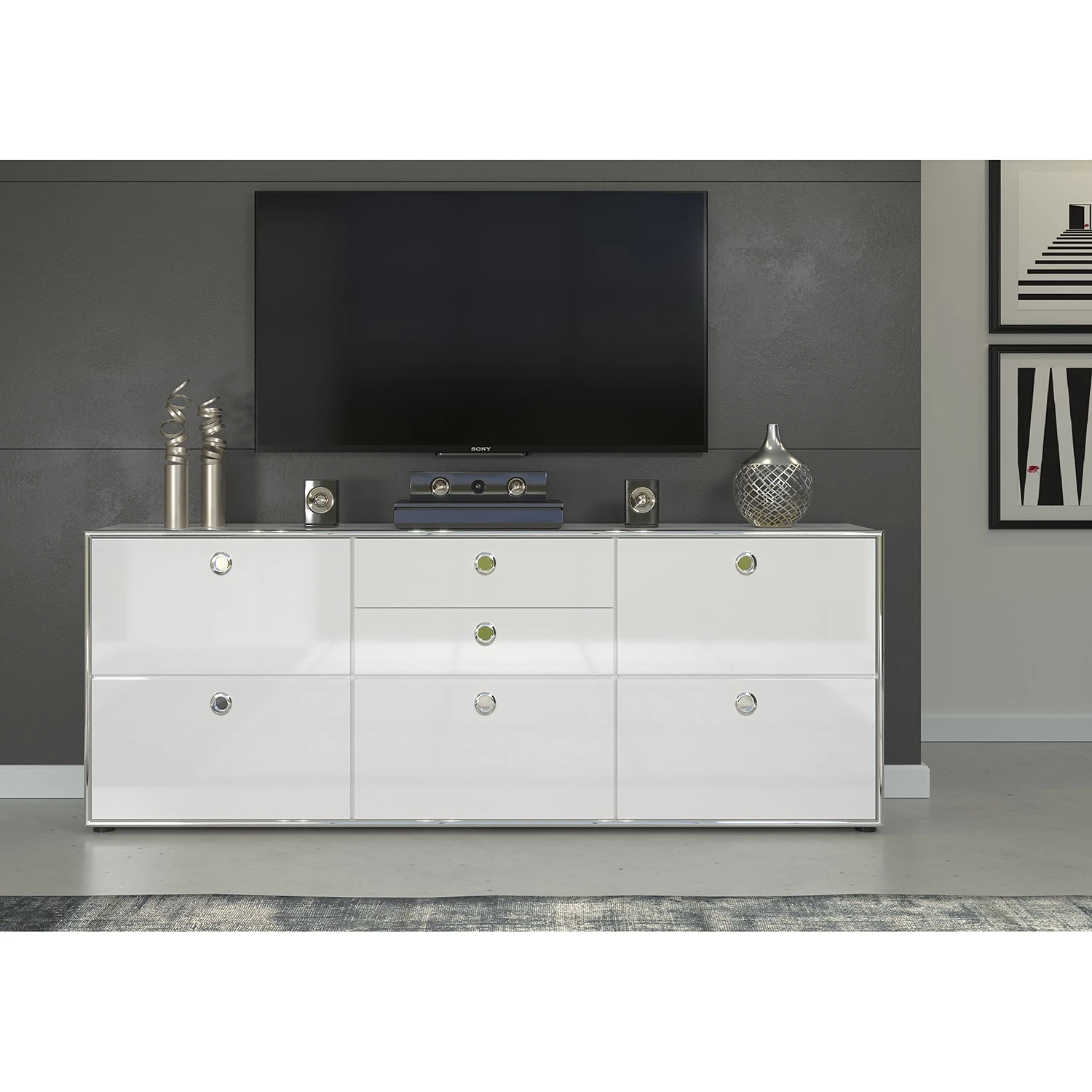 Trendteam Sideboard Infintiy II - Hochglanz Weiß / Matt Weiß 3 Trendteam Sideboard Infintiy II - Hochglanz Weiß / Matt Weiß – Bild 3