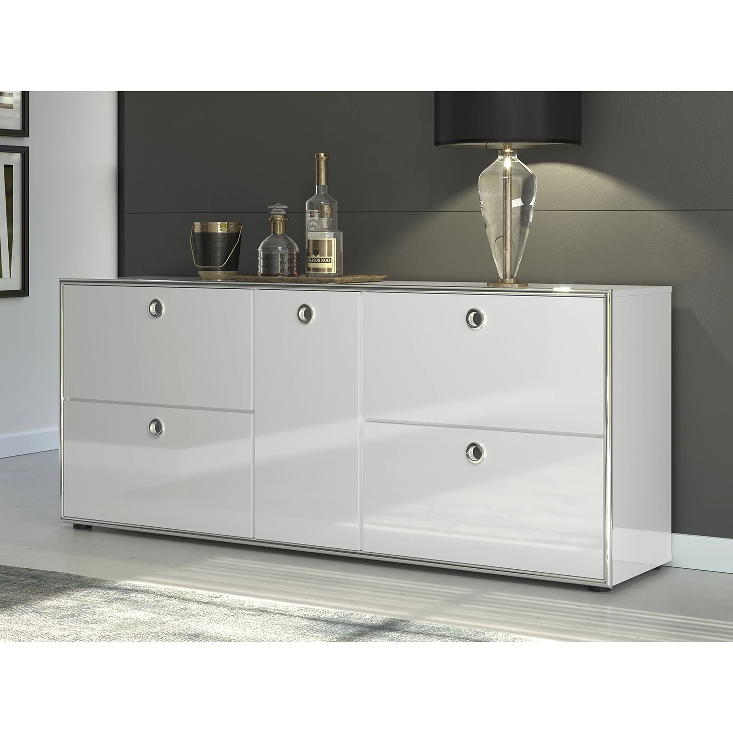 Trendteam Sideboard Infintiy I - Hochglanz Weiß / Matt Weiß 2 Trendteam Sideboard Infintiy I - Hochglanz Weiß / Matt Weiß – Bild 2