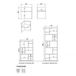 Germania Aktenregal GW-Pasadena II - Graphit / Weiß - Höhe: 196 cm -Wohnzimmermöbel boutique en ligne 1000363843 220722 501 SKETCH DETAILS P000000001000363843 sketch