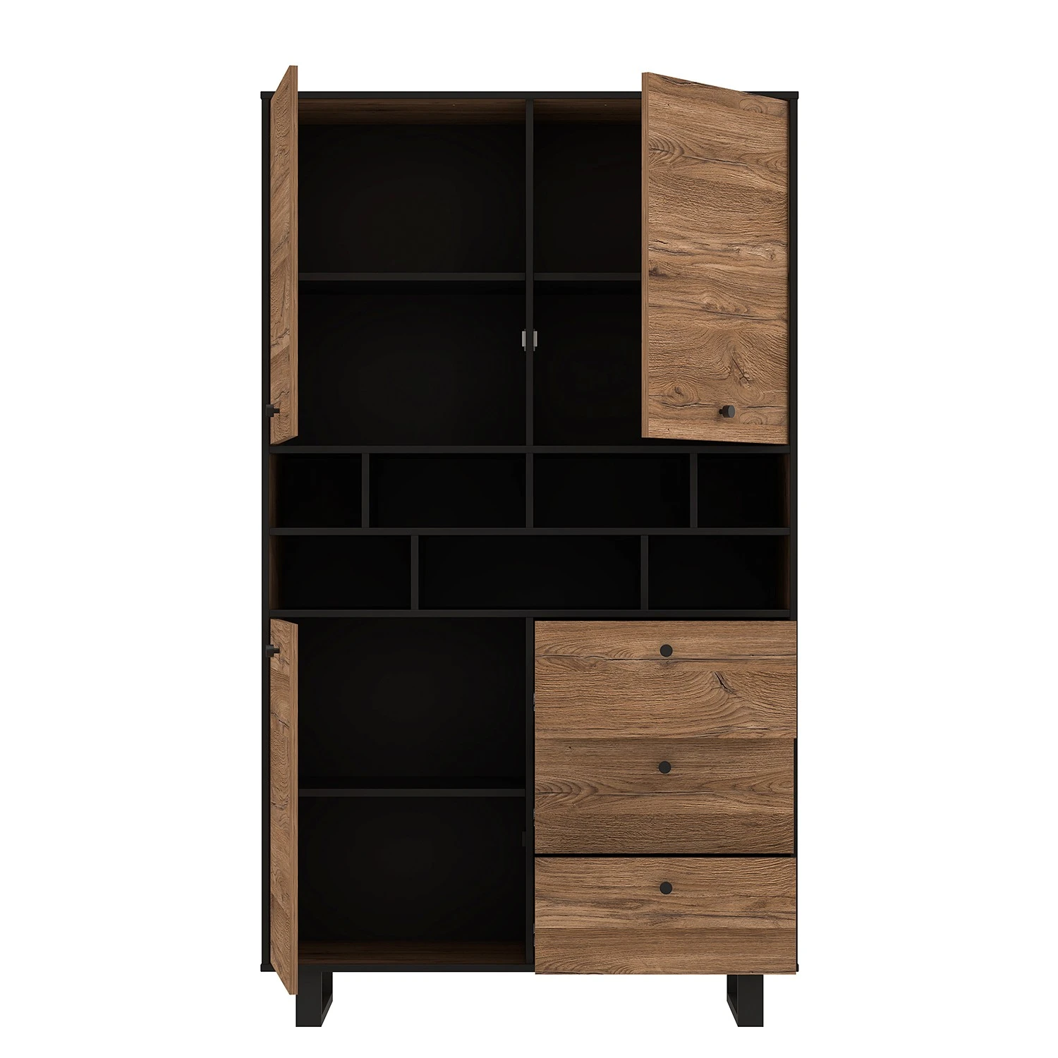 Red Living Highboard Trylith - Eiche Rustikal Dekor / Schwarz 5 Red Living Highboard Trylith - Eiche Rustikal Dekor / Schwarz – Bild 5