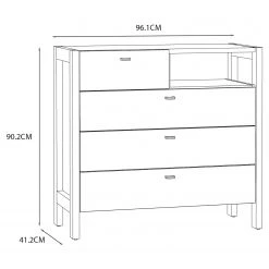 Loftscape Kommode Thurles II - Eiche Sonoma Dekor / Weiß -Wohnzimmermöbel boutique en ligne 1000364902 220722 500 SKETCH DETAILS P000000001000364902 sketch