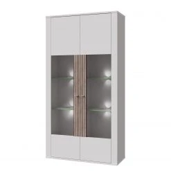 Loftscape Vitrinenschrank Millquarter - Weiß / Eiche Hell Dekor