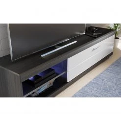 Loftscape Wohnwand Sarai IV (4-teilig) - Inkl. Beleuchtung - Hochglanz Weiß / Eiche Grau Dekor -Wohnzimmermöbel boutique en ligne 1000365276 220728 060 DETAILS P000000001000365276