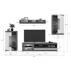 Loftscape Wohnwand Sarai IV (4-teilig) - Inkl. Beleuchtung - Hochglanz Weiß / Eiche Grau Dekor -Wohnzimmermöbel boutique en ligne 1000365276 220728 500 SKETCH DETAILS P000000001000365276 sketch