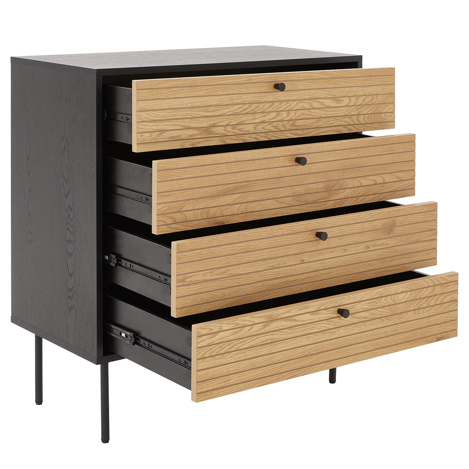 Butlers Kommode MODERNIST - Eichenfurnier / Aluminium - Schwarz / Natur 3 Butlers Kommode MODERNIST - Eichenfurnier / Aluminium - Schwarz / Natur – Bild 3