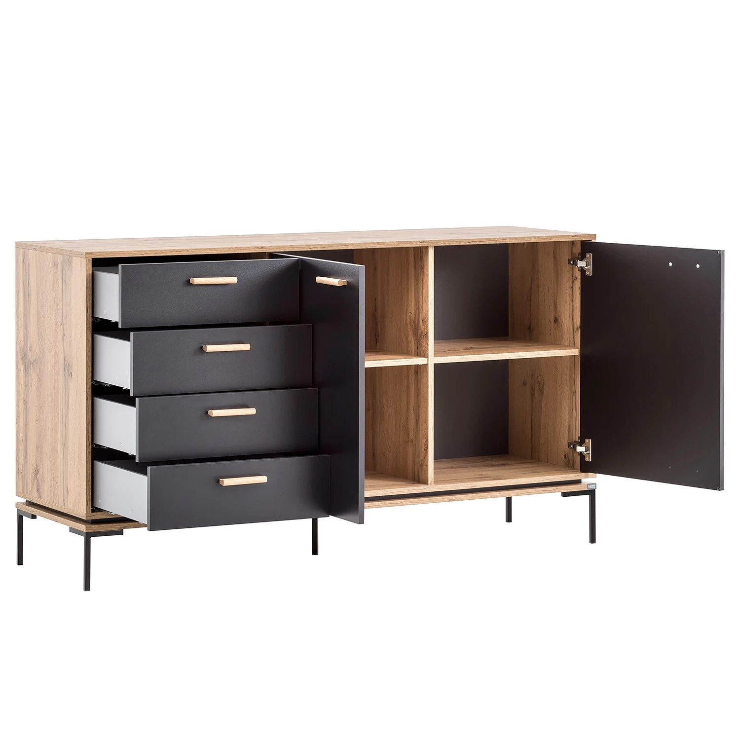 Schildmeyer Sideboard Looks - Schwarz / Eiche Dekor 5 Schildmeyer Sideboard Looks - Schwarz / Eiche Dekor – Bild 5