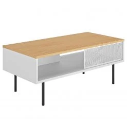 Temahome Couchtisch Radio - Echtholzfurnier - Weiß / Eiche