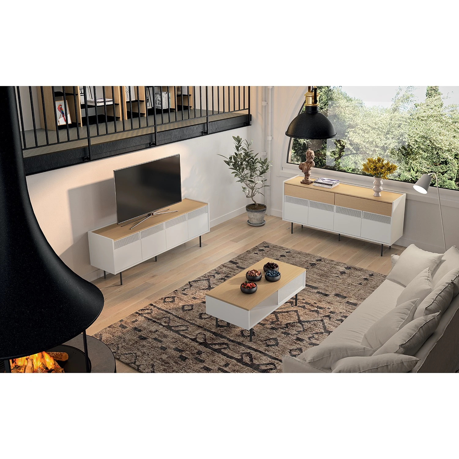 Temahome Couchtisch Radio - Echtholzfurnier - Weiß / Eiche 2 Temahome Couchtisch Radio - Echtholzfurnier - Weiß / Eiche – Bild 2