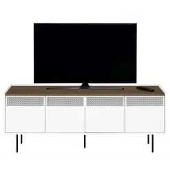 Temahome TV-Lowboard Radio - Echtholzfurnier - Weiß / Walnuss