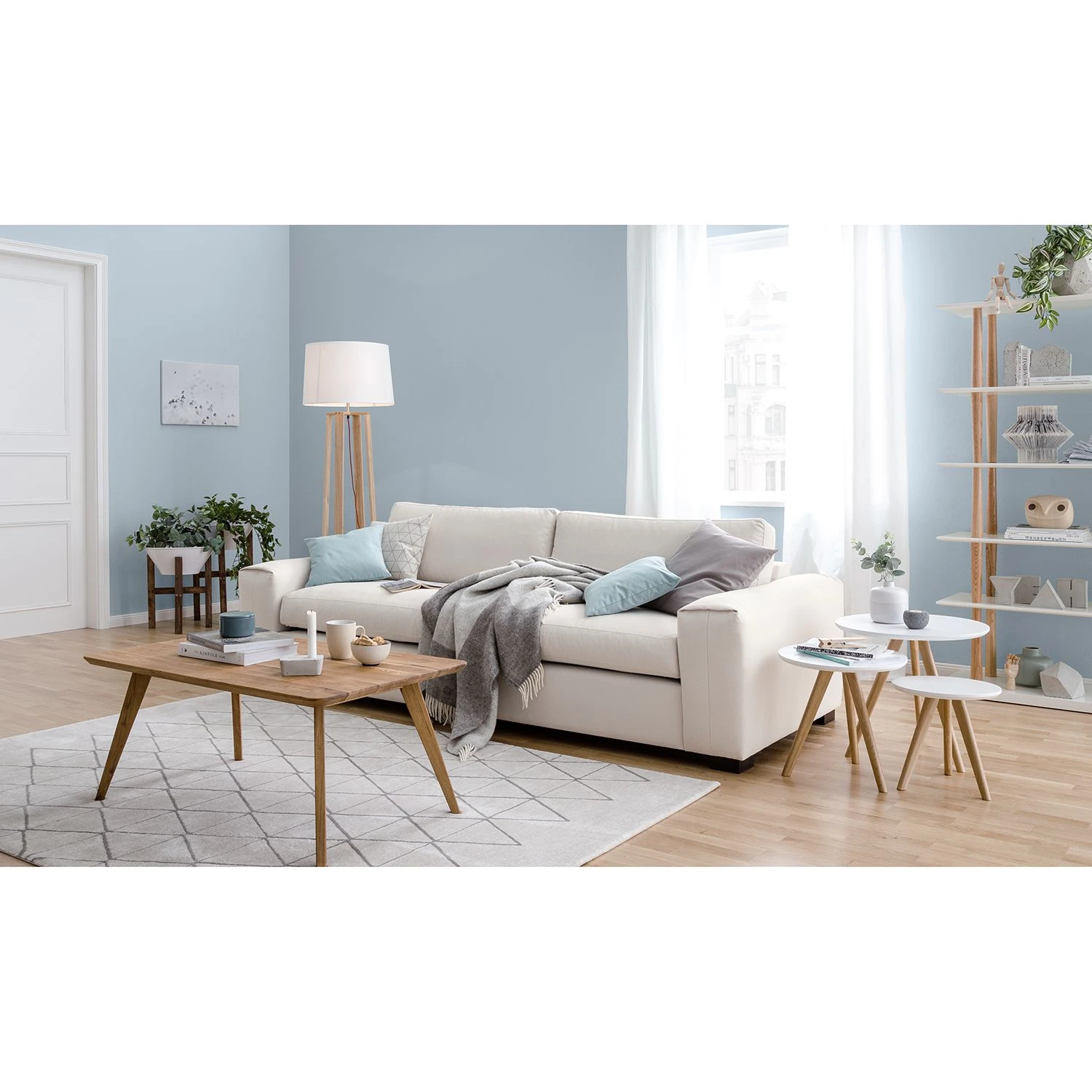 Mørteens Beistelltisch Past Past I (3-teilig) - Eiche teilmassiv - Weiß / Eiche 2 Mørteens Beistelltisch Past Past I (3-teilig) - Eiche teilmassiv - Weiß / Eiche – Bild 2