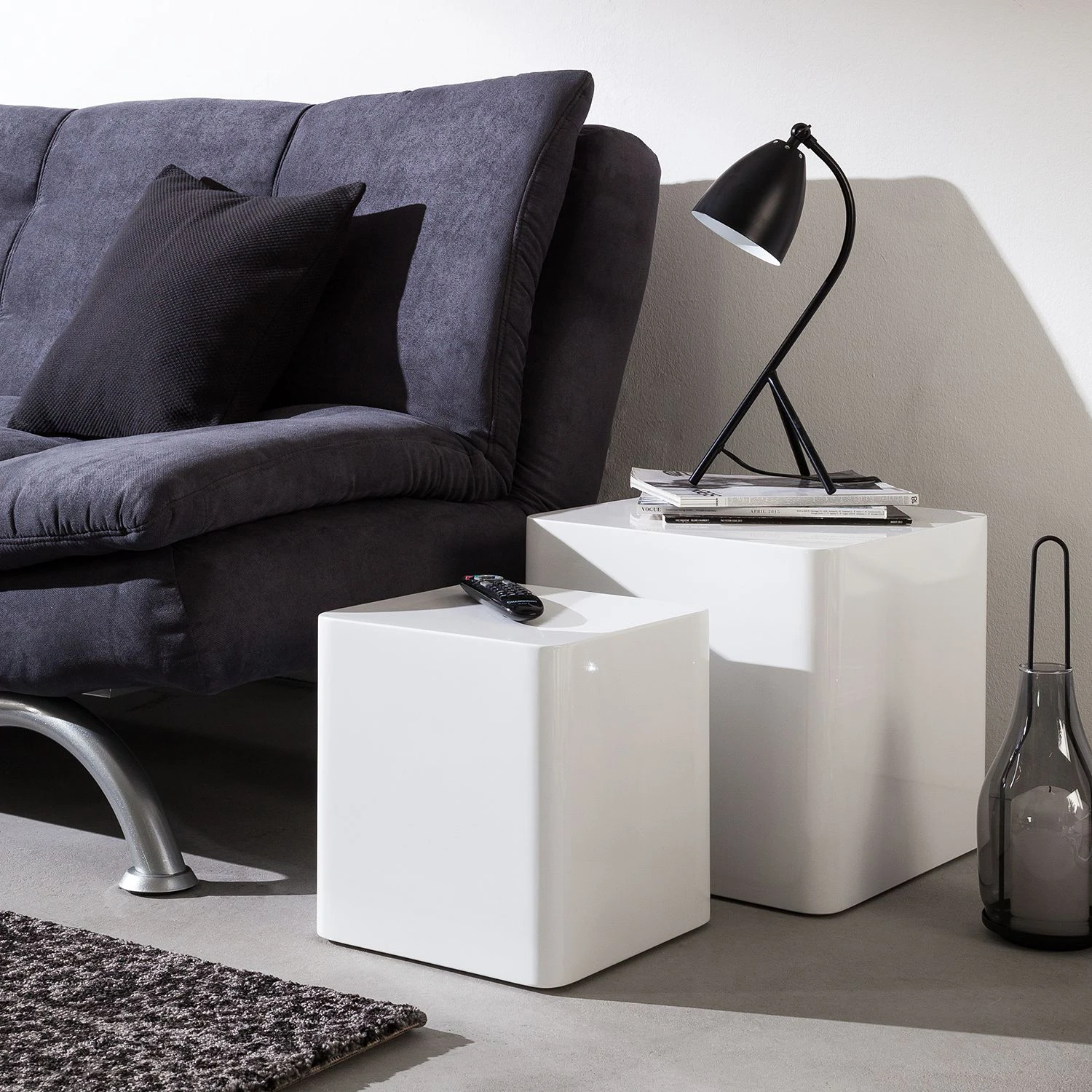 Fredriks Beistelltisch Square (2er-Set) - Hochglanz Weiß 2 Fredriks Beistelltisch Square (2er-Set) - Hochglanz Weiß – Bild 2