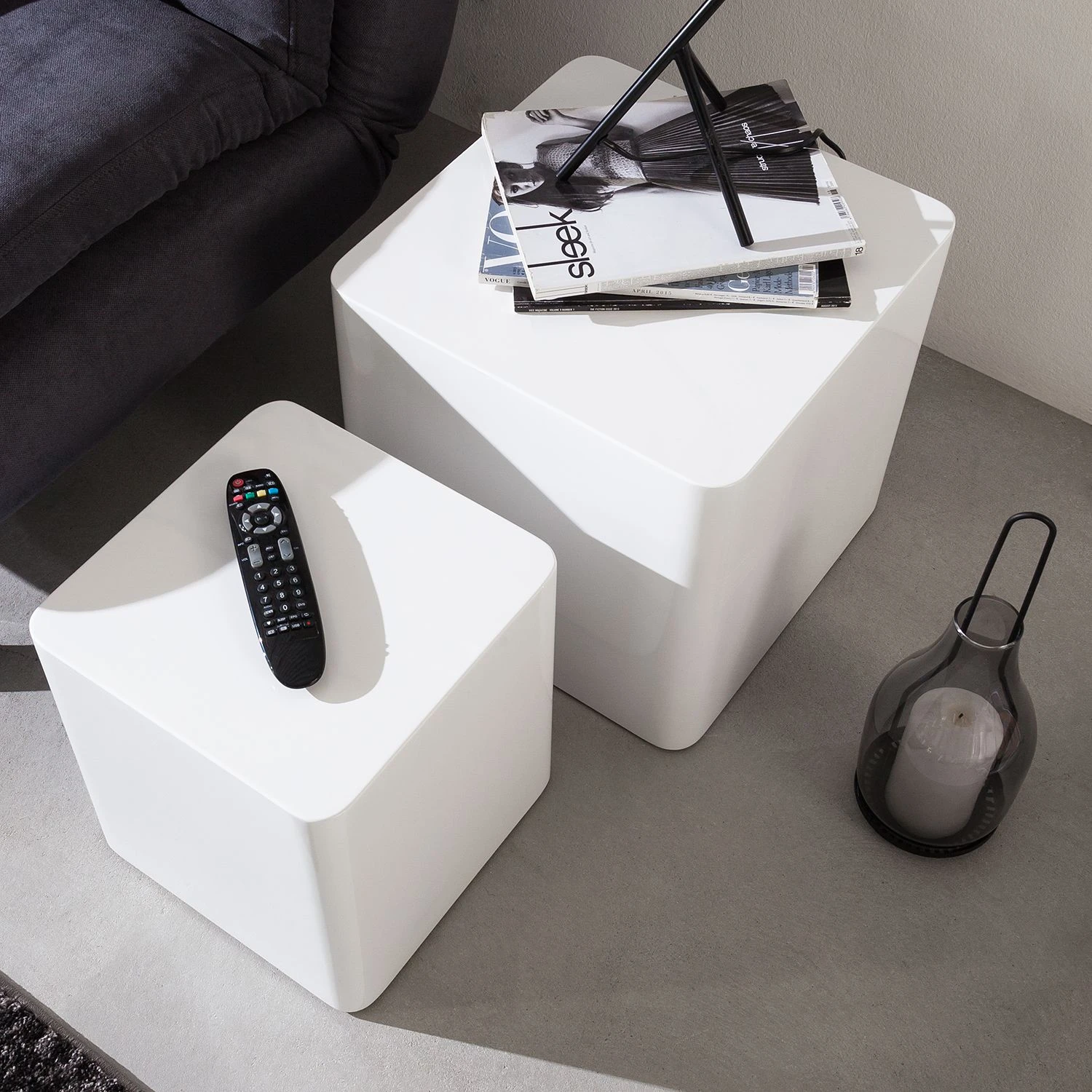 Fredriks Beistelltisch Square (2er-Set) - Hochglanz Weiß 3 Fredriks Beistelltisch Square (2er-Set) - Hochglanz Weiß – Bild 3