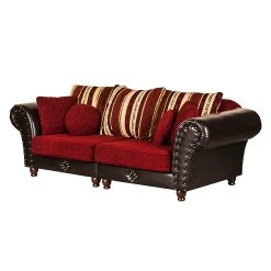 Maison Belfort Bigsofa Mosambik - Kunstleder / Webstoff - Dunkelbraun / Dunkelrot