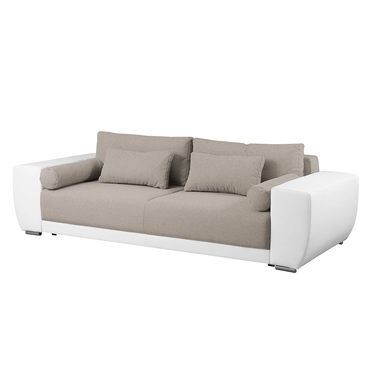 Roomscape Bigsofa Cubba (mit Schlaffunktion) - Kunstleder / Strukturstoff - Weiß / Cappuccino 1 Roomscape Bigsofa Cubba (mit Schlaffunktion) - Kunstleder / Strukturstoff - Weiß / Cappuccino