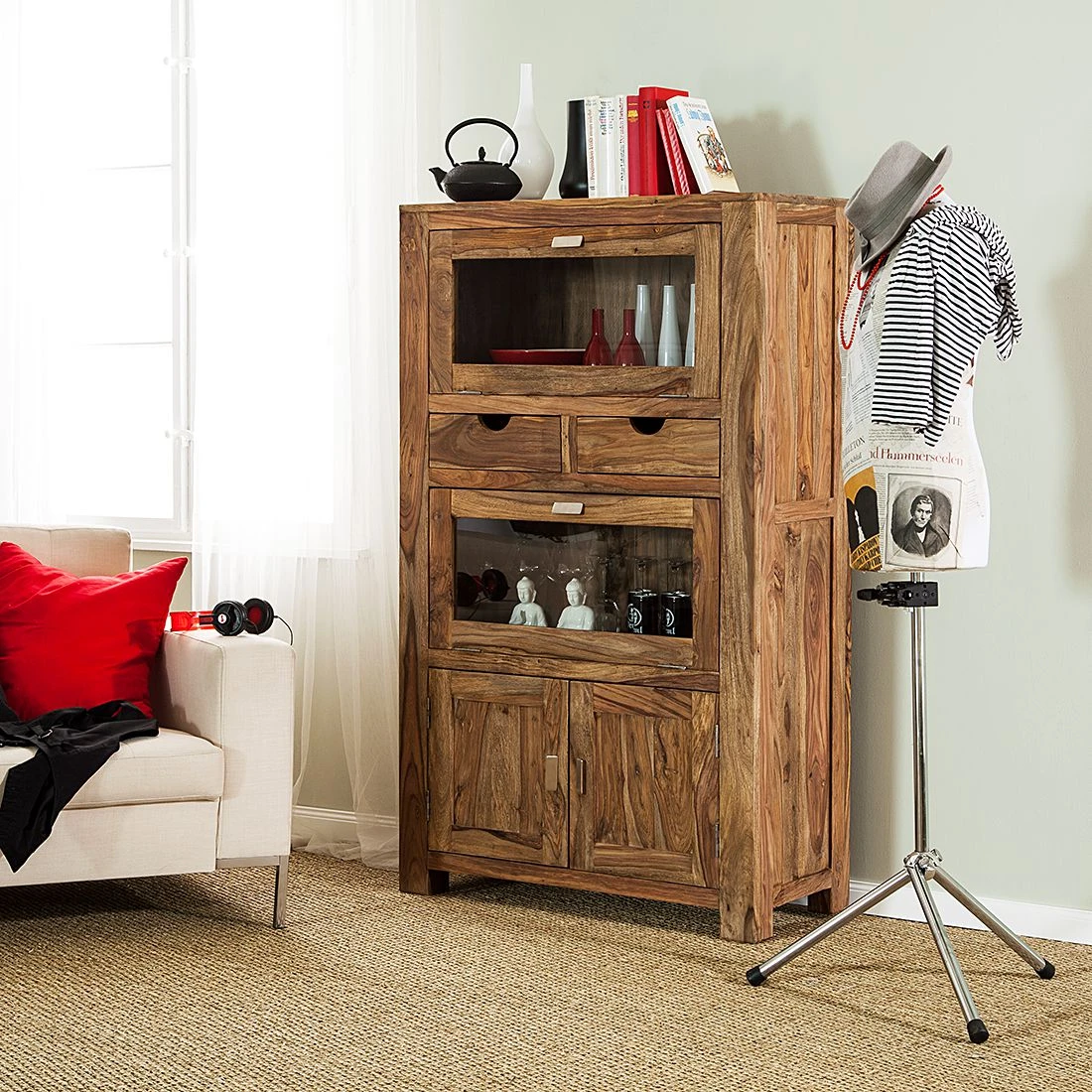 Wolf-Möbel Brotschrank Yoga - Sheesham massiv - Natur 2 Wolf-Möbel Brotschrank Yoga - Sheesham massiv - Natur – Bild 2