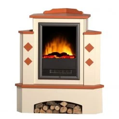 Montreux Elektro-Eckkamin Calabria - Cremeweiß / Terrakotta