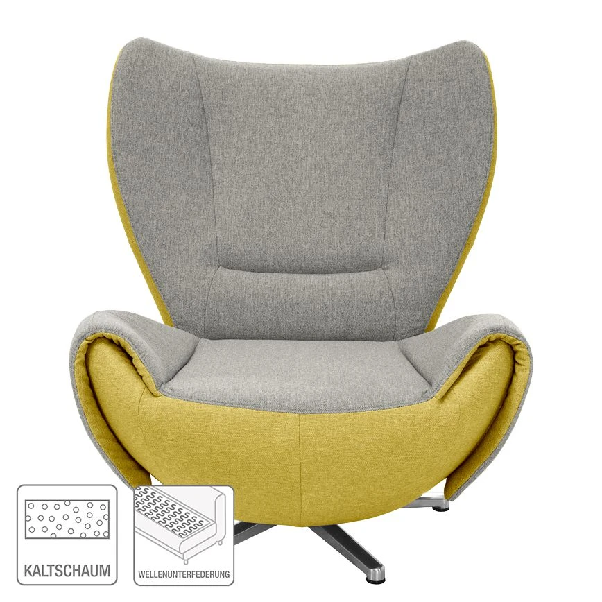 Tom Tailor Designersessel Tom Webstoff - Grau / Senfgelb 2 Tom Tailor Designersessel Tom Webstoff - Grau / Senfgelb – Bild 2