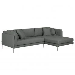 Fredriks Ecksofa Agueda I Webstoff - Anthrazit - Longchair davorstehend rechts