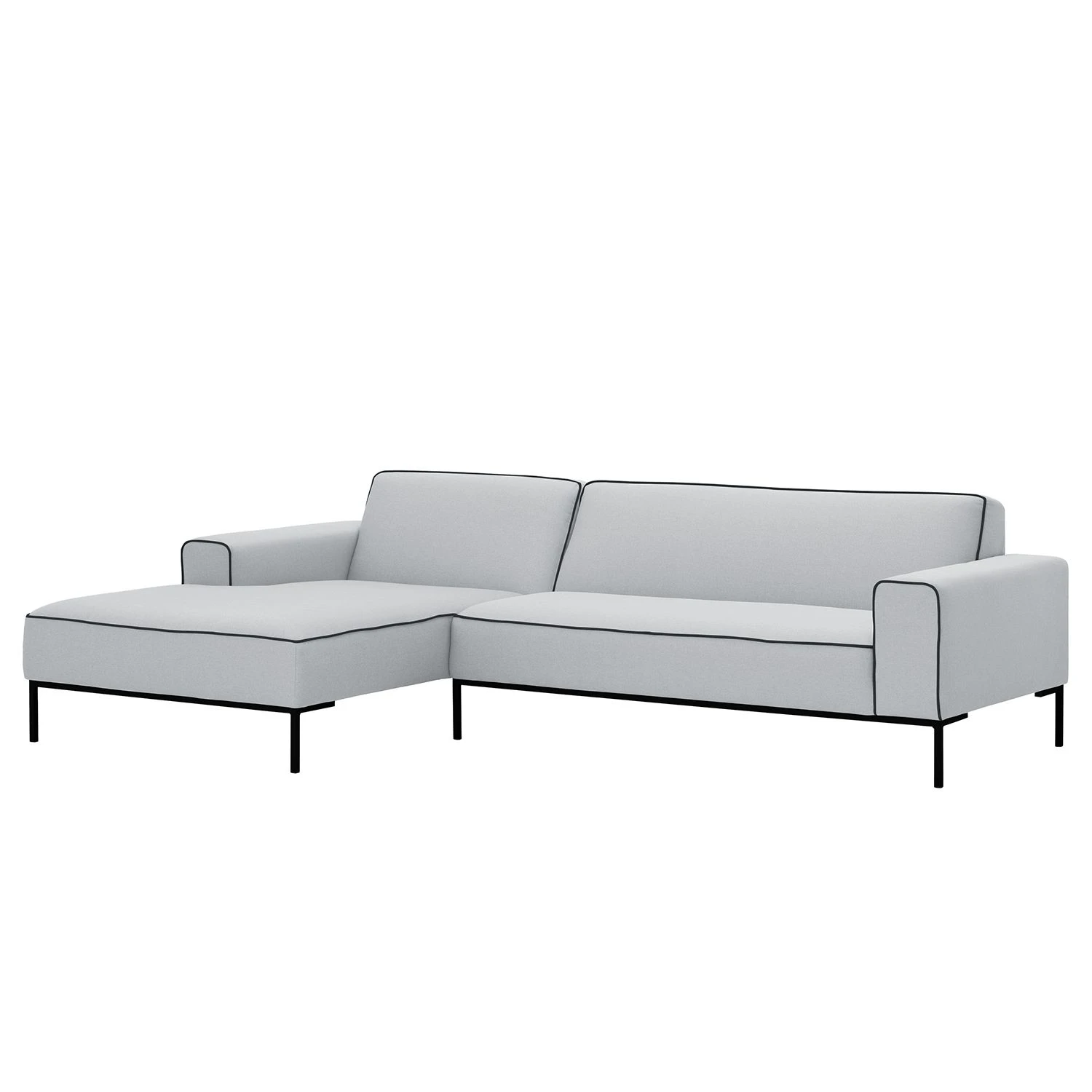 Studio Copenhagen Ecksofa Ampio Duo I Webstoff - Stoff Floreana: Hellgrau - Longchair davorstehend links - Schwarz 1 Studio Copenhagen Ecksofa Ampio Duo I Webstoff - Stoff Floreana: Hellgrau - Longchair davorstehend links - Schwarz