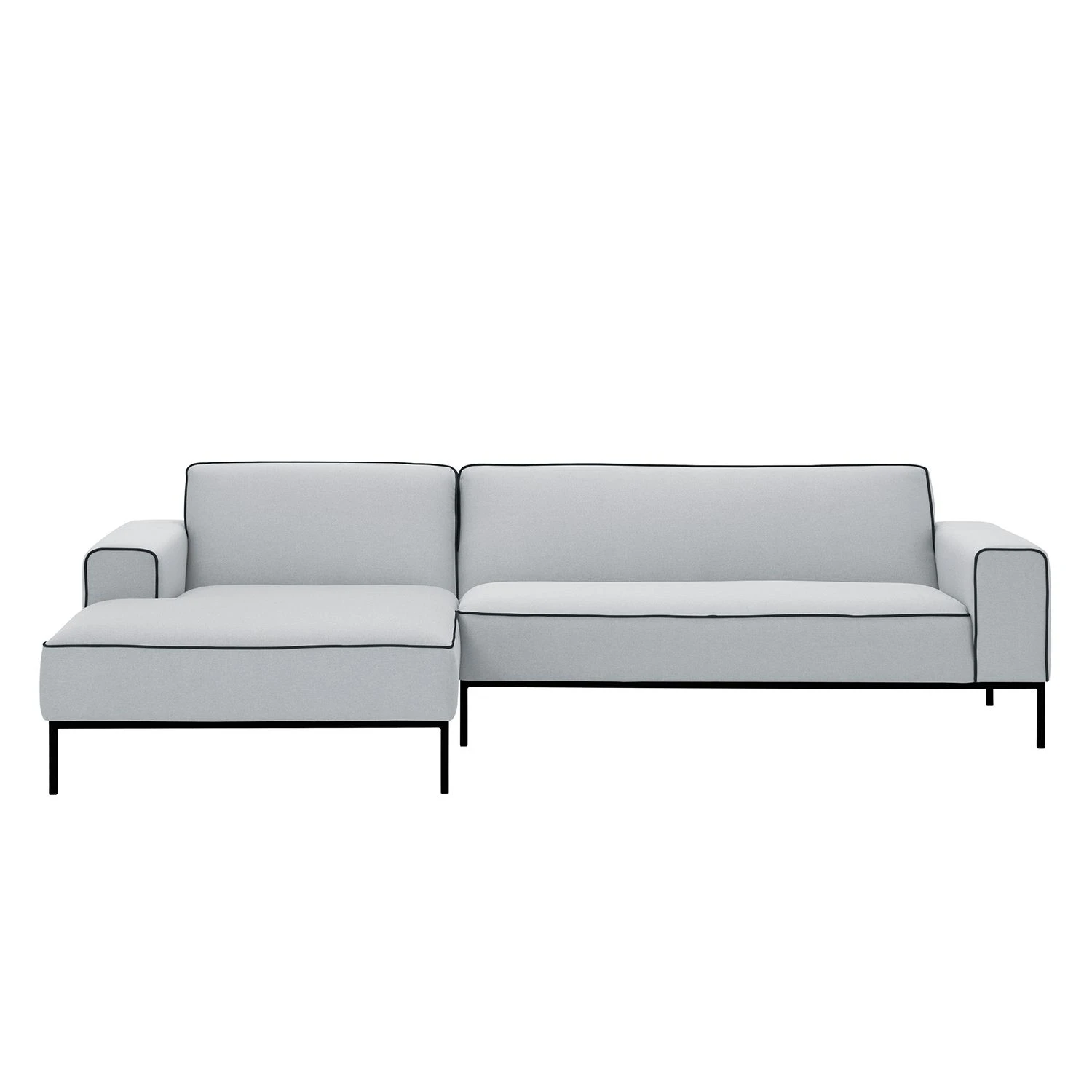 Studio Copenhagen Ecksofa Ampio Duo I Webstoff - Stoff Floreana: Hellgrau - Longchair davorstehend links - Schwarz 2 Studio Copenhagen Ecksofa Ampio Duo I Webstoff - Stoff Floreana: Hellgrau - Longchair davorstehend links - Schwarz – Bild 2