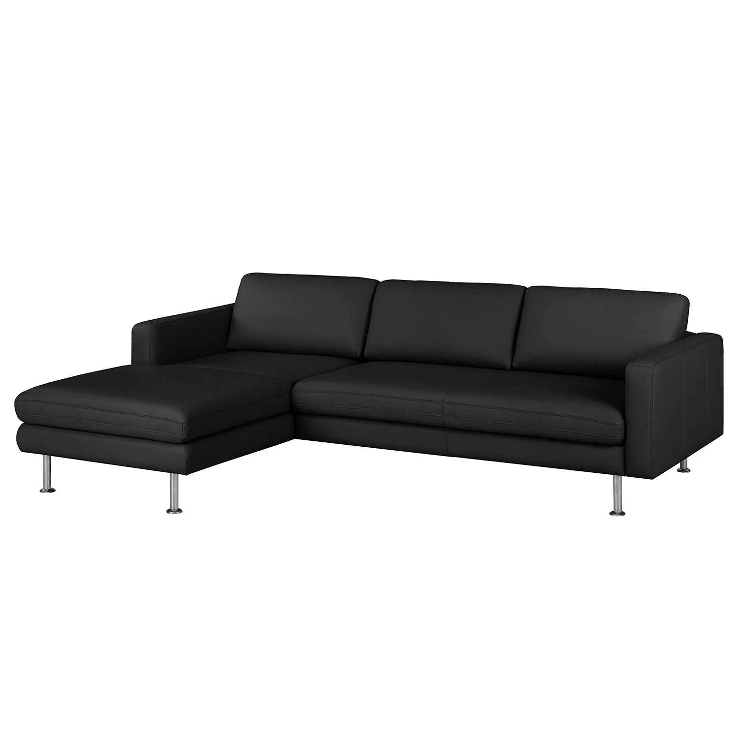 Fredriks Ecksofa Bivona II Echtleder - Schwarz - Longchair davorstehend links 1 Fredriks Ecksofa Bivona II Echtleder - Schwarz - Longchair davorstehend links