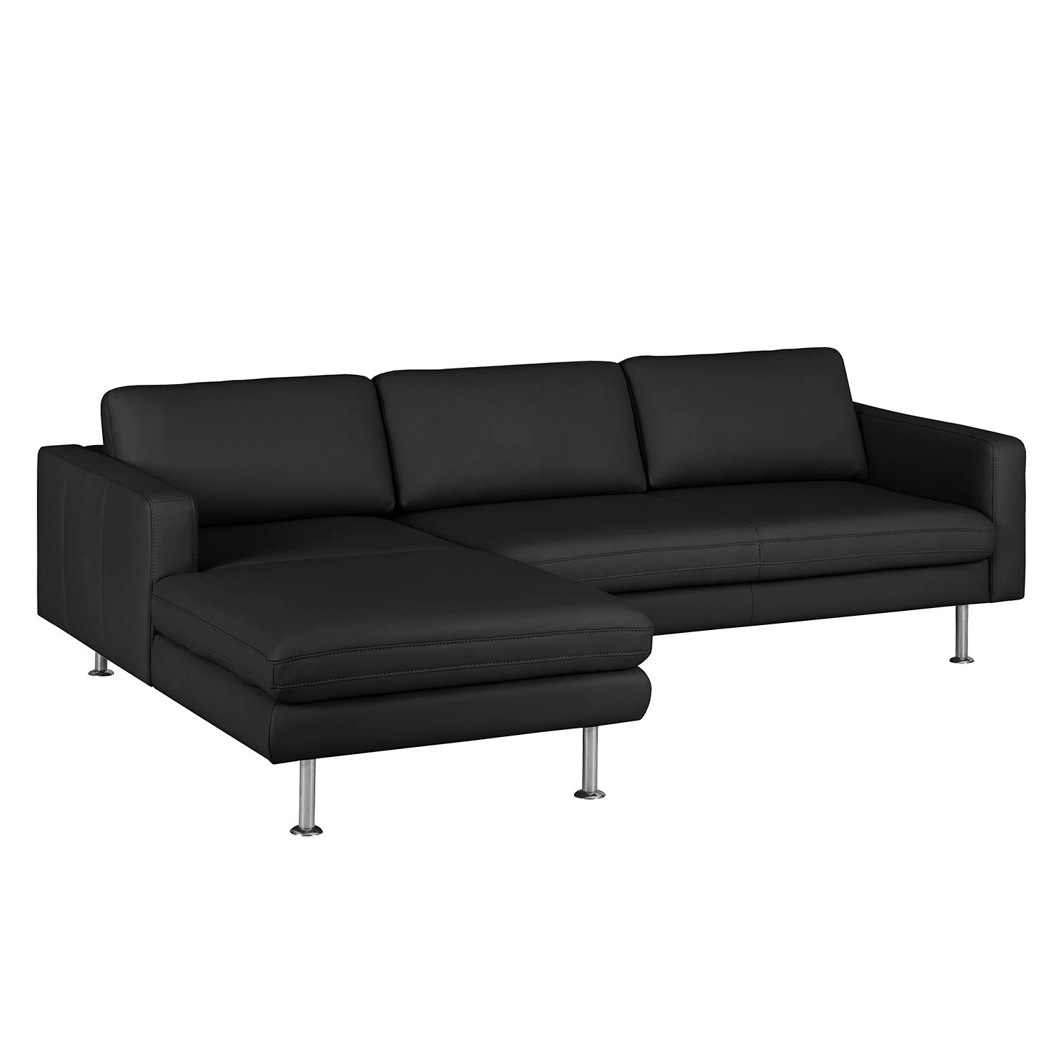 Fredriks Ecksofa Bivona II Echtleder - Schwarz - Longchair davorstehend links 6 Fredriks Ecksofa Bivona II Echtleder - Schwarz - Longchair davorstehend links – Bild 6