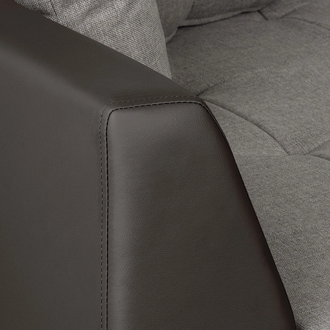 Roomscape Ecksofa Tosya - Kunstleder Dunkelbraun/Strukturstoff Grau - Ottomane davorstehend links 15 Roomscape Ecksofa Tosya - Kunstleder Dunkelbraun/Strukturstoff Grau - Ottomane davorstehend links – Bild 15