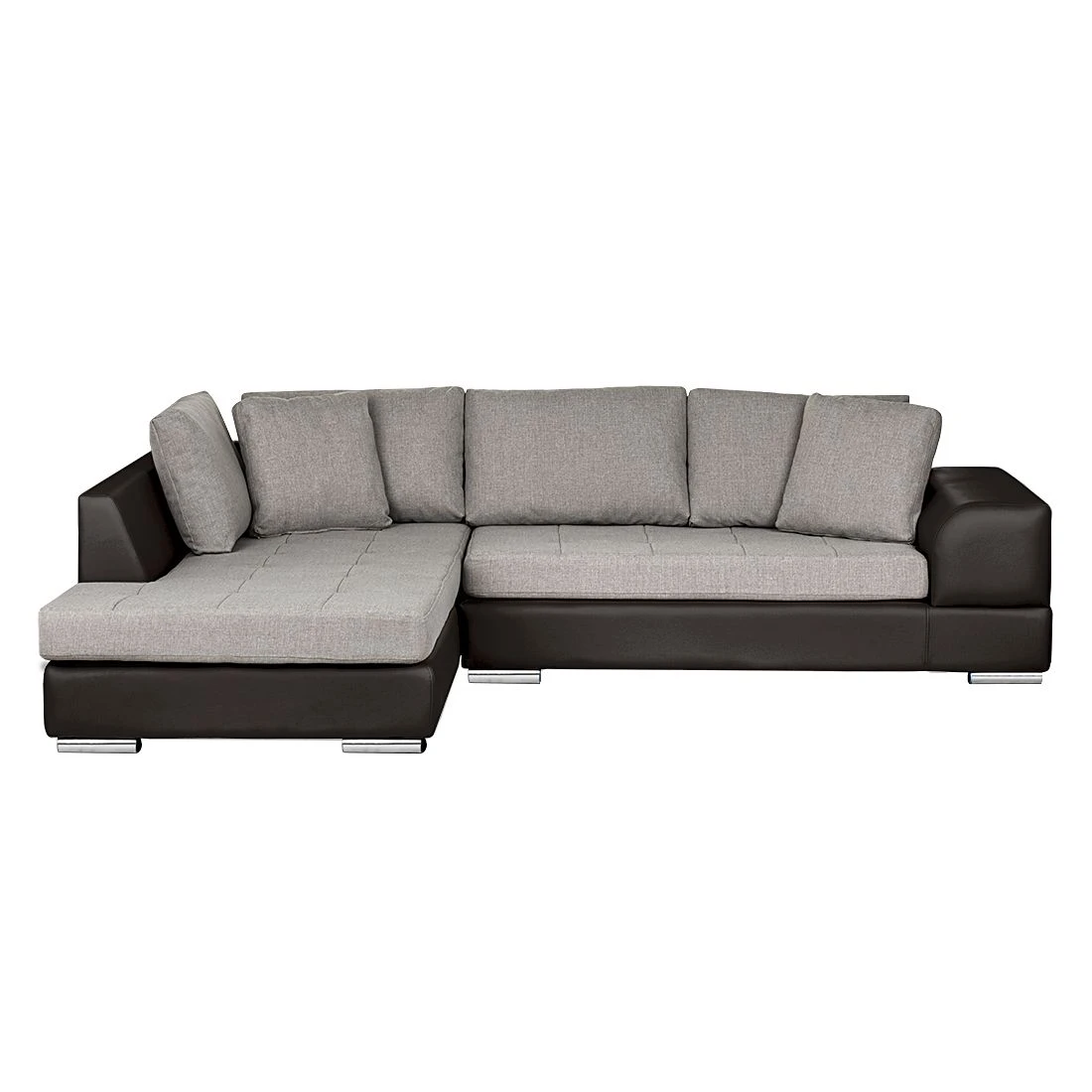 Roomscape Ecksofa Tosya - Kunstleder Dunkelbraun/Strukturstoff Grau - Ottomane davorstehend links 2 Roomscape Ecksofa Tosya - Kunstleder Dunkelbraun/Strukturstoff Grau - Ottomane davorstehend links – Bild 2