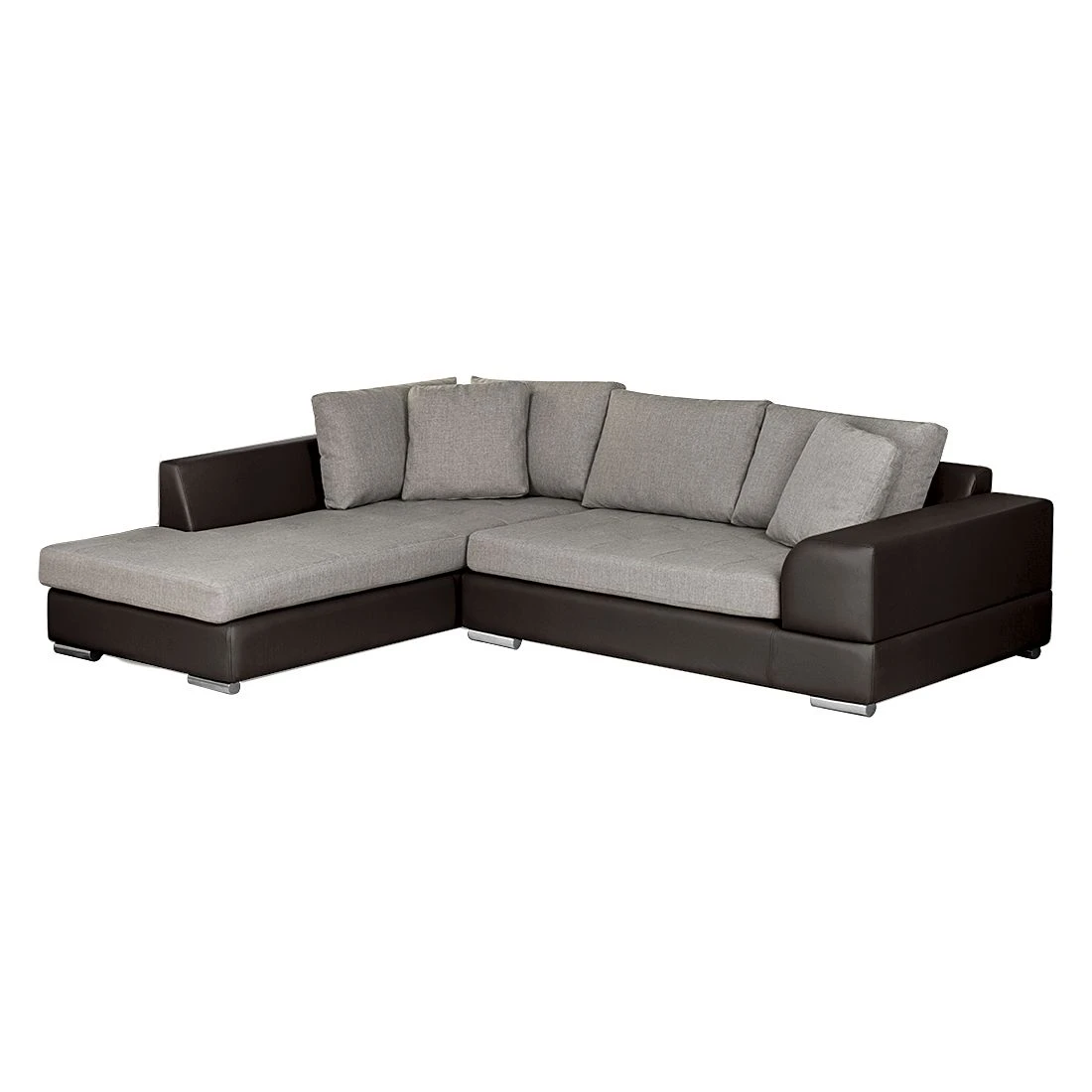 Roomscape Ecksofa Tosya - Kunstleder Dunkelbraun/Strukturstoff Grau - Ottomane davorstehend links 1 Roomscape Ecksofa Tosya - Kunstleder Dunkelbraun/Strukturstoff Grau - Ottomane davorstehend links