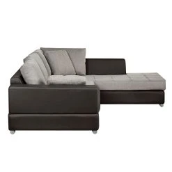 Roomscape Ecksofa Tosya - Kunstleder Dunkelbraun/Strukturstoff Grau - Ottomane davorstehend rechts -Wohnzimmermöbel boutique en ligne ecksofa brandon kunstleder dunkelbraun ottomane davorstehend rechts 395101
