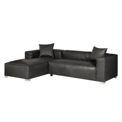 Loftscape Ecksofa Calli - Kunstleder Anthrazit - Longchair davorstehend links