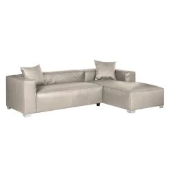Loftscape Ecksofa Calli - Kunstleder Grau - Longchair davorstehend rechts