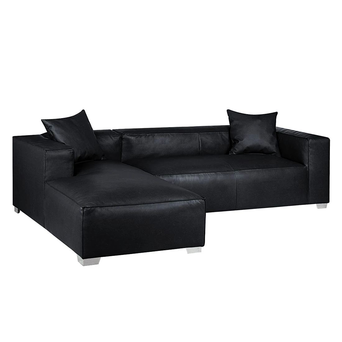 Loftscape Ecksofa Calli - Kunstleder Schwarz - Longchair davorstehend links 3 Loftscape Ecksofa Calli - Kunstleder Schwarz - Longchair davorstehend links – Bild 3