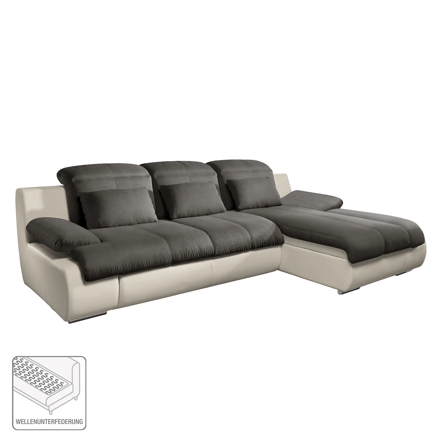Cotta Ecksofa Delsbo Kunstleder / Flachgewebe - Beige / Anthrazit - Longchair davorstehend rechts 2 Cotta Ecksofa Delsbo Kunstleder / Flachgewebe - Beige / Anthrazit - Longchair davorstehend rechts – Bild 2