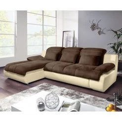Cotta Ecksofa Delsbo Kunstleder / Microfaser - Creme / Braun - Longchair davorstehend links -Wohnzimmermöbel boutique en ligne ecksofa delsbo mit schlaffunktion kunstleder microfaser longchair davorstehend links creme braun 3511241