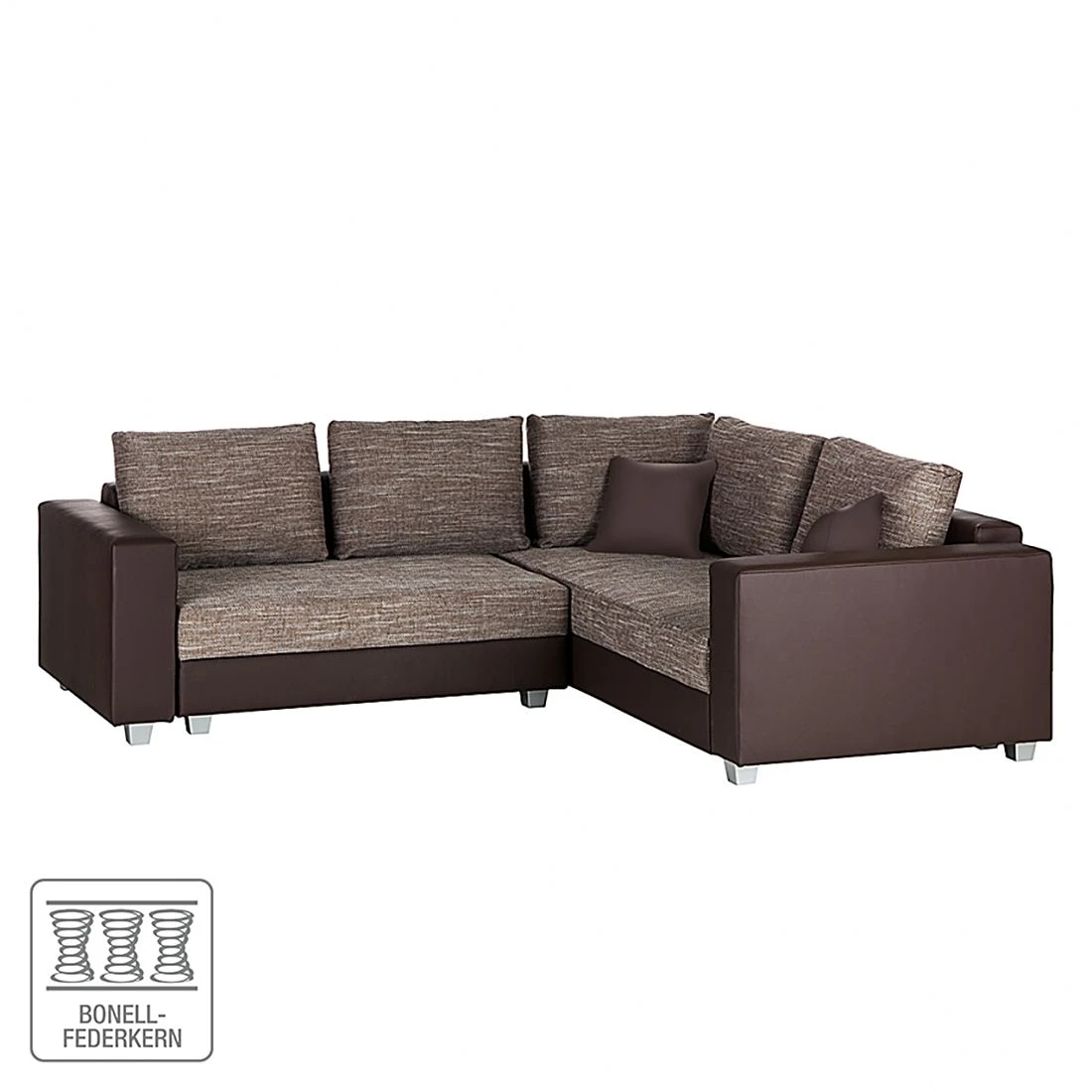 Fredriks Ecksofa Dublin I (mit Schlaffunktion) - Kunstleder/Strukturstoff - Dunkelbraun / Cappuccino - Breite: 254 cm 1 Fredriks Ecksofa Dublin I (mit Schlaffunktion) - Kunstleder/Strukturstoff - Dunkelbraun / Cappuccino - Breite: 254 cm