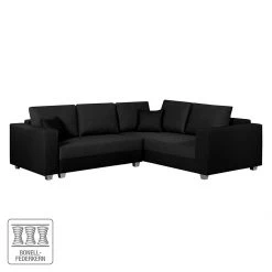 Fredriks Ecksofa Dublin I (mit Schlaffunktion) - Kunstleder/Strukturstoff - Schwarz - Breite: 254 cm