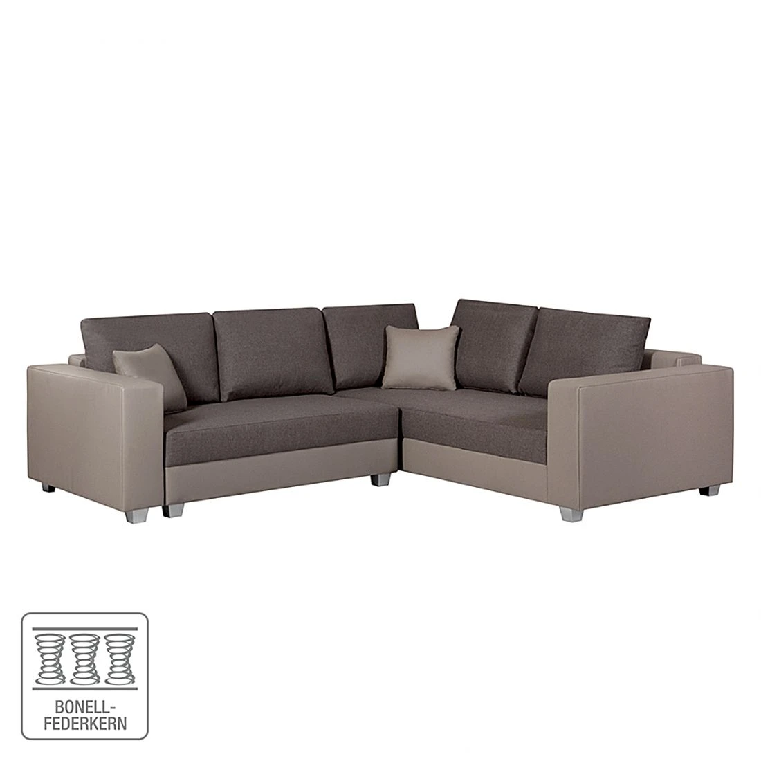 Fredriks Ecksofa Dublin I (mit Schlaffunktion) - Kunstleder/Strukturstoff - Taupe / Braun - Breite: 254 cm 1 Fredriks Ecksofa Dublin I (mit Schlaffunktion) - Kunstleder/Strukturstoff - Taupe / Braun - Breite: 254 cm